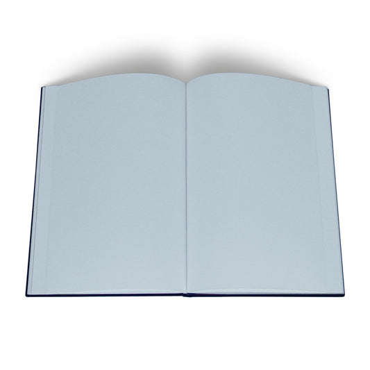 Carnet intime nuit indigo Maison Arcane ouvert montrant les pages blanches de haute qualité.