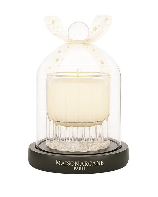 Cloche en verre Maison Arcane pour bougie parfumée, accessoire élégant pour préserver le parfum et protéger la cire.