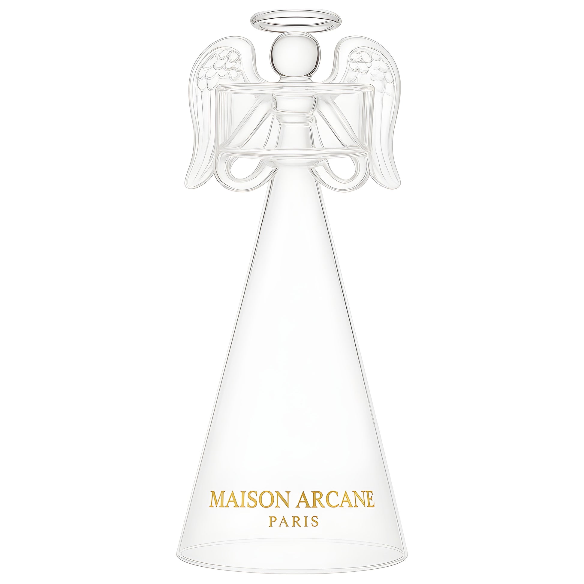 Bougeoir Ange des Cieux M en verre gravé, vue principale vue de face.