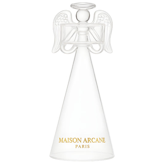 Bougeoir Ange des Cieux M en verre gravé, vue principale vue de face.