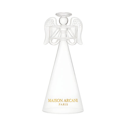 Bougeoir Ange des Cieux S en verre avec gravure céleste et lumière douce.