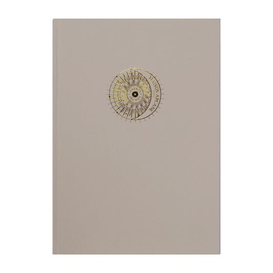 Carnet intime Voile de Lune Maison Arcane à couverture en lin couleur beige avec finition dorée.