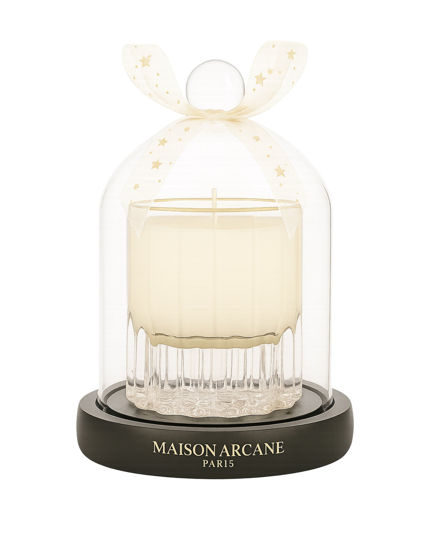 Cloche en verre Maison Arcane pour bougie parfumée, accessoire élégant pour préserver le parfum et protéger la cire.
