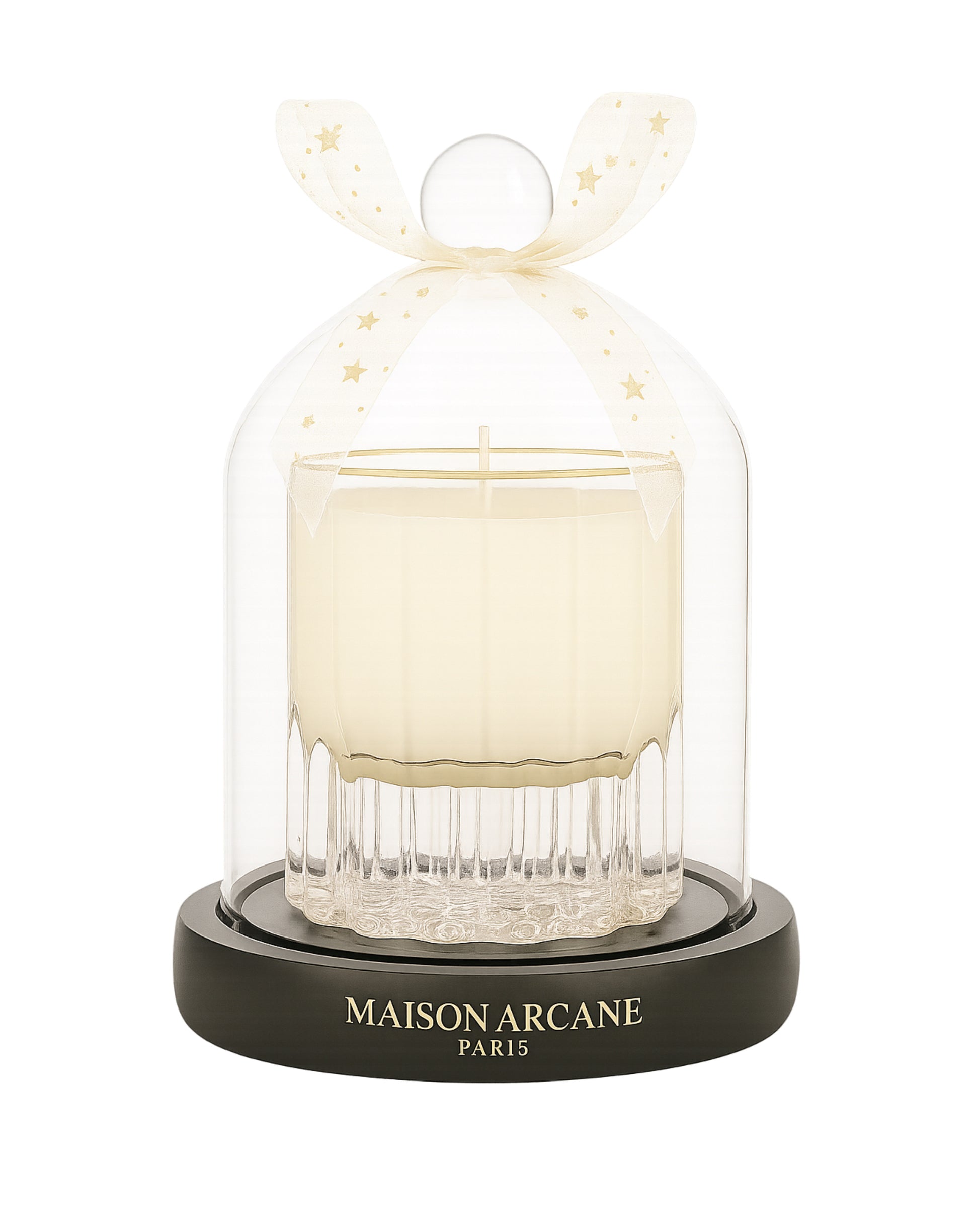 Cloche en verre Maison Arcane pour bougie parfumée, accessoire élégant pour préserver le parfum et protéger la cire.
