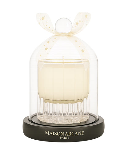 Cloche en verre Maison Arcane pour bougie parfumée, accessoire élégant pour préserver le parfum et protéger la cire.